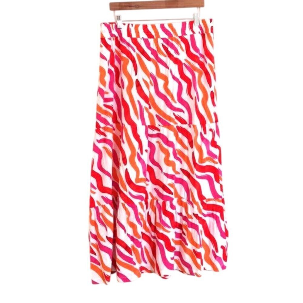 IMAN Global Chic Vibrant‎ Tiered Maxi Skirt with Drawstring Waist Size XL